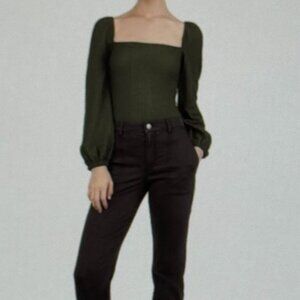 Express Textured Square Neck Puff Sleeve Top New without Tags